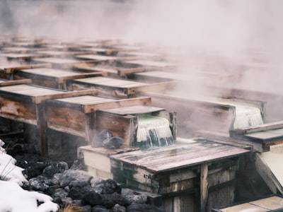 Yubatake Hot Water Field Covered in Steam – Kusatsu Onsen in Winter